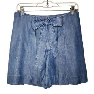 White House Black Market Women Shorts, Chambray Tencel Wrap Over Shorts, Sz 6